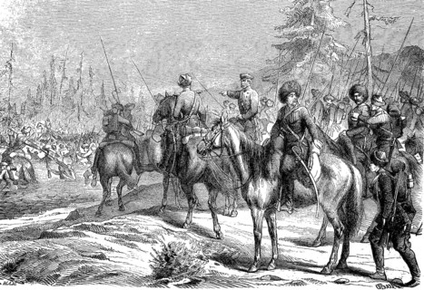 Soldiers crossing the Abyuka, Caucasus