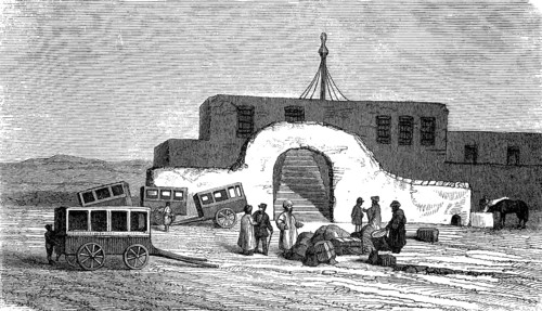 Post station in the desert between Cairo and Suez, Egypt