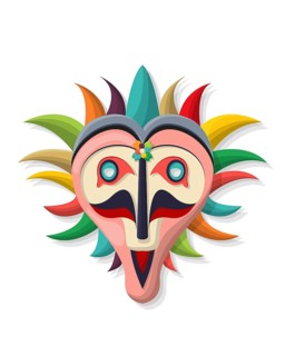 Vector carnival mask in colors, isolated and grouped objects over white background