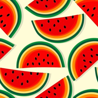Vector seamless pattern with fresh cut watermelon slices,