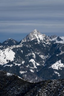 Summit of Wendelstein with transmitting antenna, mountains in winter