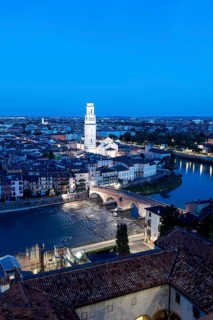 View from Castel San Pietro to Verona, city view with the river Adige
