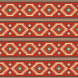 Ethnic American Indian embroidery inspired seamless pattern design. Vector background,
