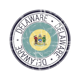 Great state of Delaware postal rubber stamp, vector object over white background