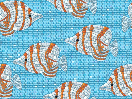 Seamless background vector mosaic with clown fish,