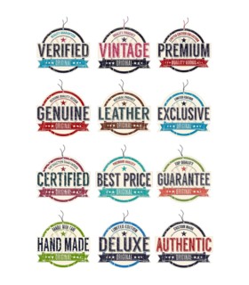 Vintage fashion labels set on white background,