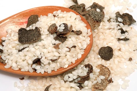 Risotto, risotto rice with dried mushrooms