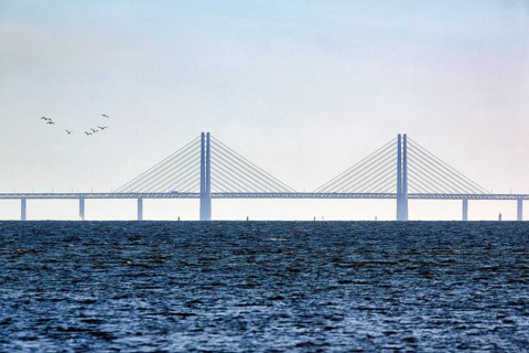 Oresund Bridge, Oresundsbroen between Malmoe and Copenhagen