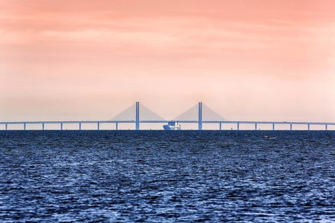 Oresund Bridge, Oresundsbroen between Copenhagen and Malmoe