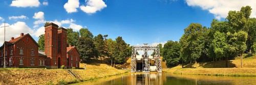Hystorical boat lift on the Canal du Centre is inscribed on the UNESCO World Heritage List. Houdeng-Goegnies, Houdeng-Aimeries
