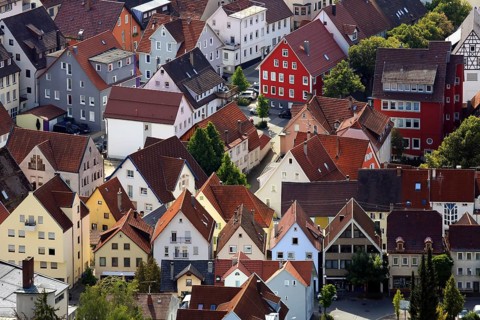 Aerial view of the centre of Albstadt. Zollernalbkreis, Tuebingen