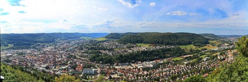 Aerial panorama of Albstadt. Zollernalbkreis, Tuebingen