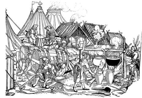 The camp life of the Landsknecht, foot soldier in the 15th century