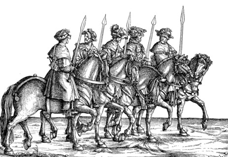 Wild boar hunters, group of Maximilian I on the hunt