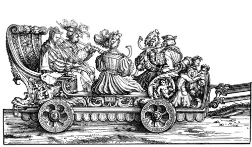 Chariot with trumpets and horns, group Maximilian I's triumphal procession