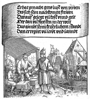 Emperor Maximilian I in the circle of his master builders, the stonemasons