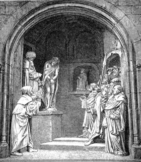 The Mocking of Christ, depiction of a church play at the beginning of the 16th century