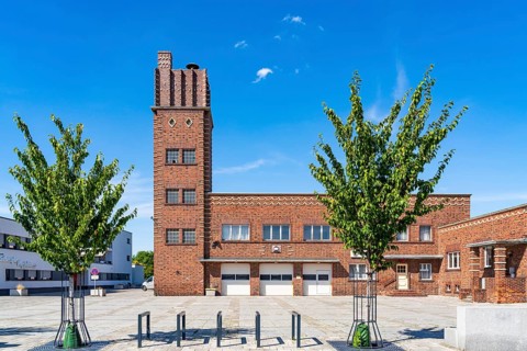 Historic fire station with clinker brick architecture, Welzow