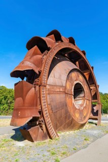 Monument with bucket wheel from opencast lignite mining, Welzow