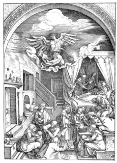 Wochenstube, a room for woman and their babies immediately after birth in a house around 1500