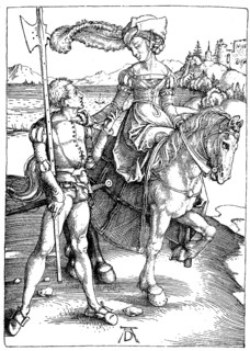 Noble Lady on Horseback, Accompanied by an Armed Servant