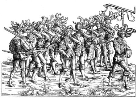 Landsknechte, Fusssoldaten mit Gewehren