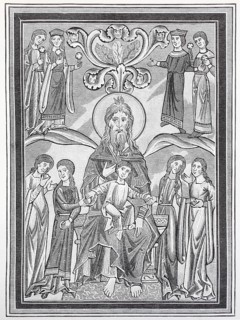 Miniature in the psaltery of Landgrave Hermann of Thuringia depicting the biblical promise to the righteous, Psalm 92
