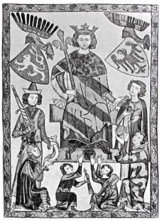King Wenceslas of Bohemia as patron of minstrels, from the miniatures of the Heidelberg Song Manuscript