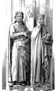 The traditional costume of the princes in the second half of the 13th century, statues of a Thuringian princely couple in Naumburg Cathedral
