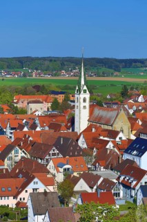 Townscape of Bad Saulgau with St. John's Church. Sigmaringen, Tuebingen