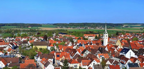 Townscape of Bad Saulgau with St. John's Church. Sigmaringen, Tuebingen