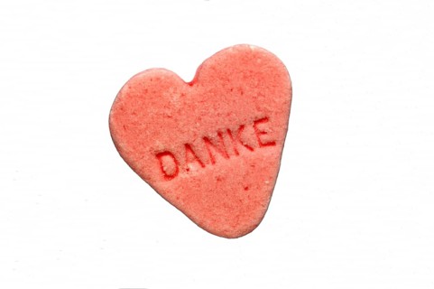 Peppermint heart with the inscription Thank you,