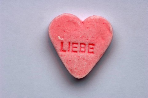 Peppermint heart with the inscription Love,