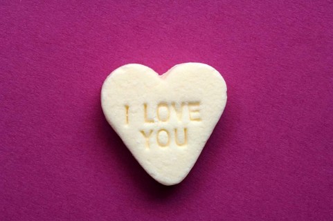 Peppermint heart with the inscription I love you,