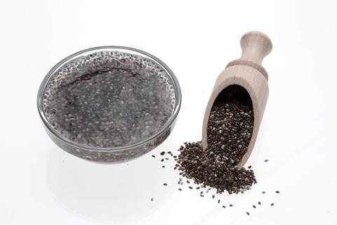 Chia gel, chia seeds soaked in water