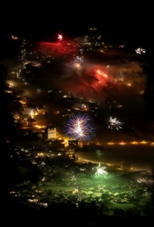 New Year's Eve, fireworks at midnight