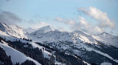 View of the Grossvenediger, Alps in winter with snow-covered mountains