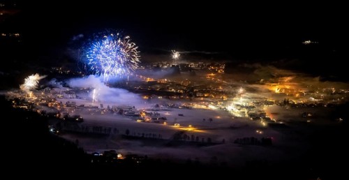New Year's Eve, fireworks at midnight