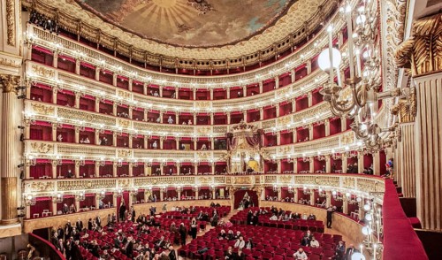 Auditorium with royal box in the opera house Real Teatro di San Carlo, Naples
