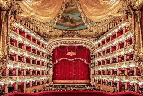 Auditorium with stage in the opera house Real Teatro di San Carlo, Naples