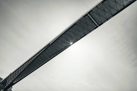 TINTAGEL Castle Bridge in Black and White, North Cornwall
