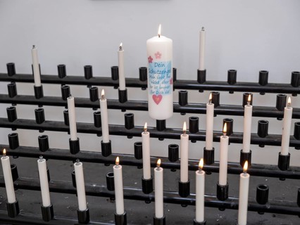 Candles in the Wies Chapel near the pilgrimage church of the Flagellated Saviour on the Wies, Wieskirche