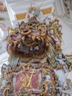 Pulpit in the pilgrimage church of the Flagellated Saviour on the Wies, Wieskirche