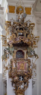 Pulpit in the pilgrimage church of the Flagellated Saviour on the Wies, Wieskirche