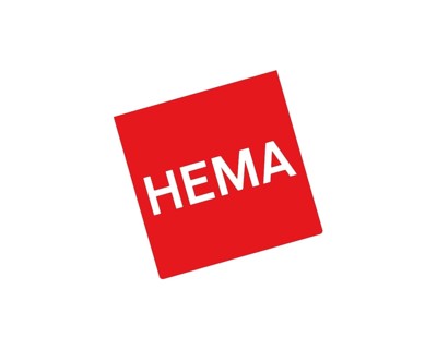 HEMA store, rotated logo