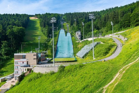 Ski jumping area, highest mountain peak Jested