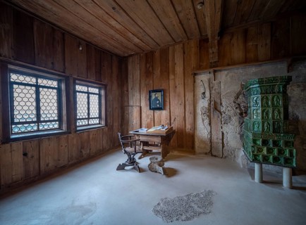 Luther Room at Wartburg Castle. The reformer Martin Luther 1483-1546 stayed at Wartburg Castle 1521-1522 as Junker Joerg and translated the New Testament into German there, Eisenach