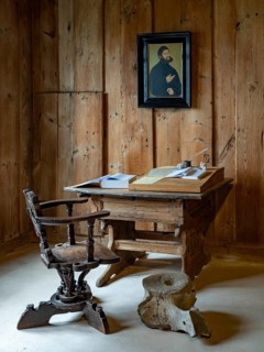 Table and chair, picture of Martin Luther as Junker Joerg