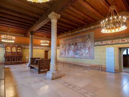 Wartburg, Singers' Hall with Singer's War fresco by Moritz von Schwind r. Eisenach
