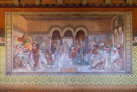 Singer's War Fresco by Moritz von Schwind in the Singers' Hall at Wartburg Castle, Eisenach